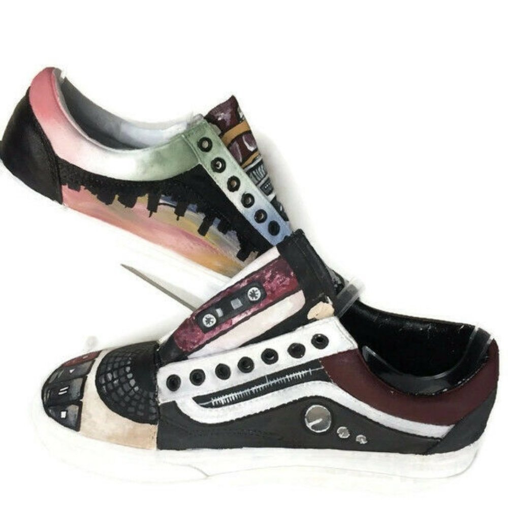 Vans Off the Wall Sneaker Hand Painted 80's W10.5